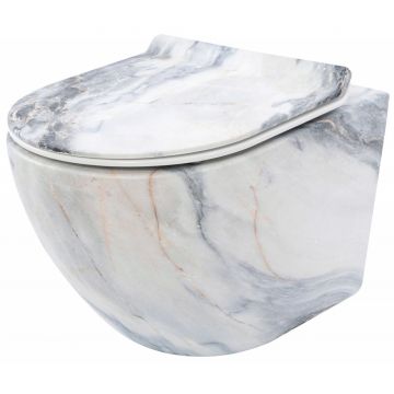 Set vas wc suspendat Rea Carlos rimless granit cu capac softclose