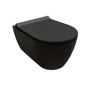 Vas Wc Hatria Fusion Rimless suspendat, negru - Culoare Negru