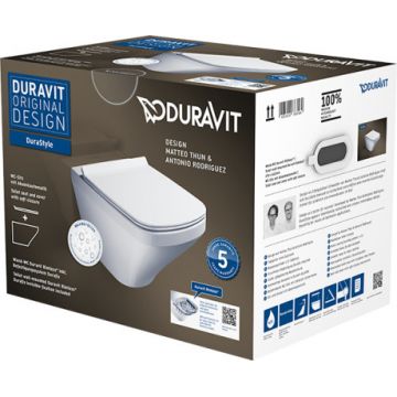 Set vas WC suspendat Duravit Durastyle Rimless 54cm  finisaj WonderGliss si capac inchidere lenta