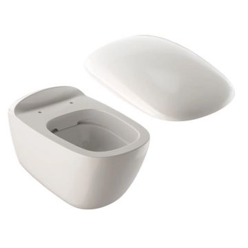Set vas wc suspendat Geberit Citterio Rimfree 56cm  KeraTect si capac cu inchidere lenta  alb