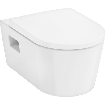Set vas wc suspendat Hansgrohe EluPura Original S AquaChannel Flush  SmartClean si capac slim cu inchidere lenta  alb