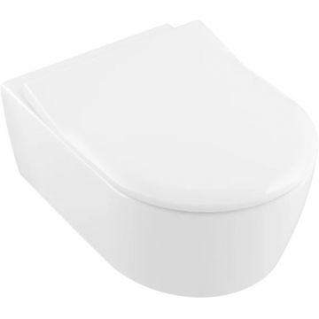 Set vas WC suspendat Villeroy & Boch Avento DirectFlush Ceramic Plus si capac slim cu inchidere lenta  alb Alpin