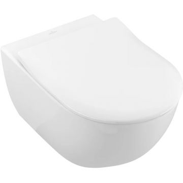 Set vas WC suspendat Villeroy & Boch Subway 2.0 DirectFlush CeramicPlus cu capac slim cu inchidere lenta  alb Alpin
