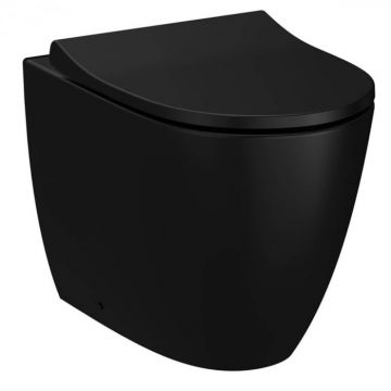 Vas WC rimless stativ lipit de perete 54cm, evacuare orizontala, negru mat   7985B083-0075