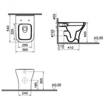 Vas WC single Smoothflush lipit de perete 54cm   7491L003-0075