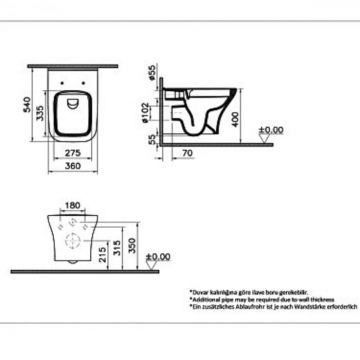 Vas WC smoothflush suspendat cu fixare deschisa 54cm   7485L003-0075