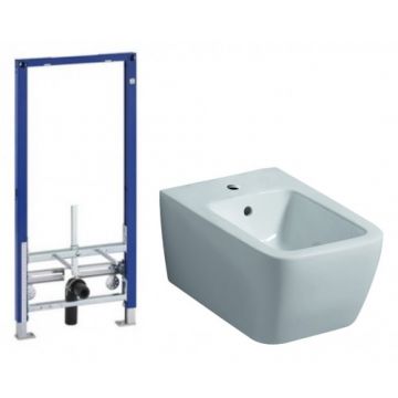 Set bideu Geberit Icon Square suspendat + cadru - Montaj suspendat