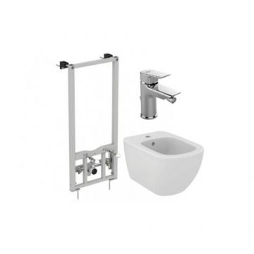 Set bideu Ideal Standard Tesi suspendat cu baterie si cadru Prosys 120 - Culoare Alb pal