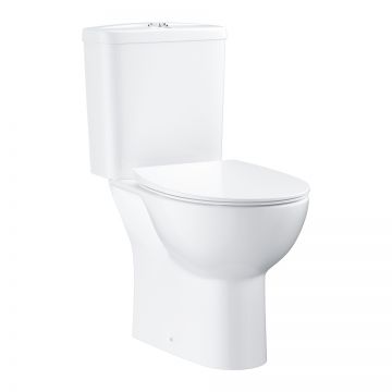Set complet vas wc Grohe Bau Ceramic Rimless cu rezervor si capac slim cu inchidere lenta  alb