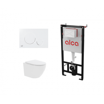 Set ramă de montaj cu rezervor și clapetă de acționare M670, Alcadrain și vas WC suspendat Fluminia, Ricci Tornado