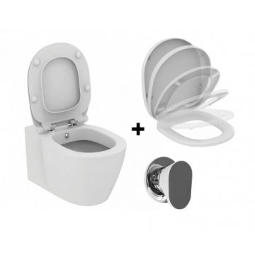 Set vas Wc Ideal Standard Connect cu functie de bideu + capac soft-close + baterie Omega OM646 Daniel Rubinetterie - Montaj suspendat