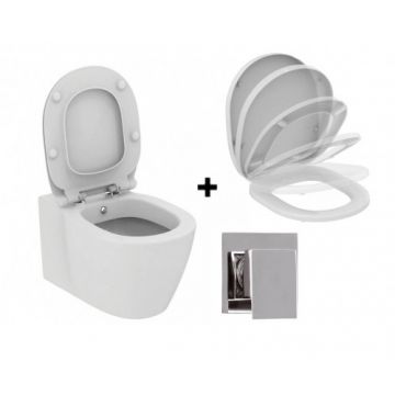Set vas Wc Ideal Standard Connect cu functie de bideu + capac soft-close + baterie Skyline Daniel Rubinetterie - Montaj suspendat