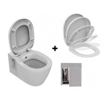 Set vas Wc Ideal Standard Connect cu functie de bideu si capac soft-close + baterie Skyline Daniel Rubinetterie - Montaj suspendat