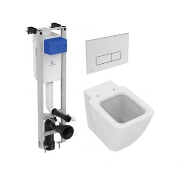 Set vas Wc Ideal Standard Strada II Aquablade + Rezervor Eco + clapeta crom - Montaj stativ