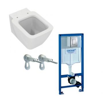 Set vas Wc Ideal Standard Strada II + rezervor incastrat Grohe Rapid SL cu clapeta Skate Cosmo si set fixare - Montaj suspendat