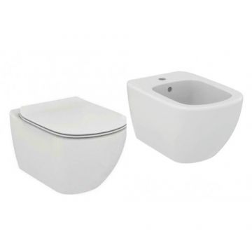 Set vas Wc Ideal Standard Tesi suspendat cu capac soft-close si bideu suspendat - Montaj suspendat
