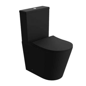 Set vas WC monobloc Spectrum, Clementina Black, Rimless Protect, cu capac și rezervor, 38x60.5 cm, negru mat
