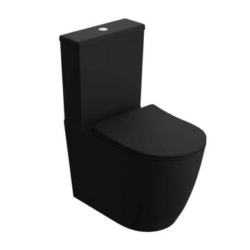 Set vas WC monobloc Spectrum, Novelda, Rimless Protect, cu capac și rezervor, 38x60.5 cm, negru mat