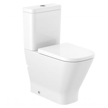 Set vas WC pe pardoseala Roca The Gap Rimless Back-to-wall cu rezervor alimentare laterala si capac inchidere lenta
