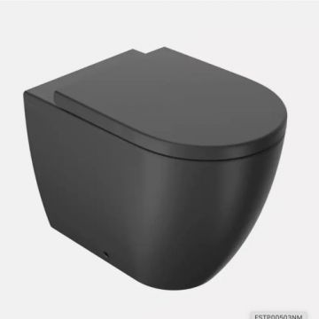 Set vas wc Sanycces Arc stativ cu capac cu inchidere lenta, negru mat - Culoare Negru