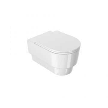 Set vas wc Sanycces Franc suspendat cu capac cu inchidere lenta, alb lucios - Culoare Alb pal