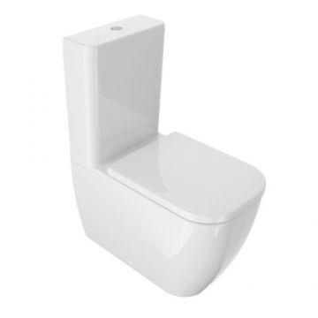 Set vas wc Sanycces Quarc stativ cu rezervor si capac cu inchidere lenta, alb lucios - Culoare Alb pal