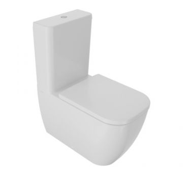 Set vas wc Sanycces Quarc stativ cu rezervor si capac cu inchidere lenta, alb mat - Culoare Alb pal