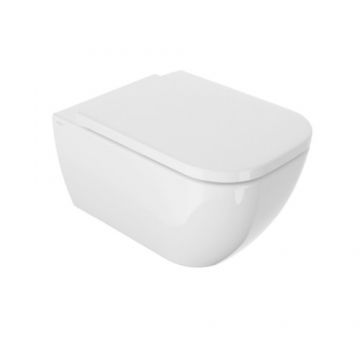 Set vas wc Sanycces Quarc suspendat cu capac cu inchidere lenta, alb lucios - Culoare Alb pal