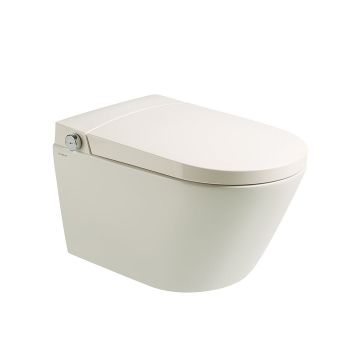 Set vas WC Smart Yoda, alb lucios, suspendat, cadru incastrabil inclus,cu deschidere automata si multiple functii prin senzori, Elysium