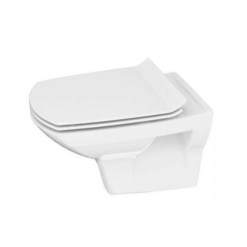 Set vas WC suspendat Cersanit, Carina New, cu capac slim, Clean On, alb