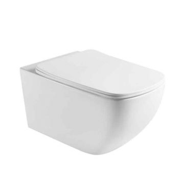 Set vas WC suspendat cu capac Fluminia, Dino Tornado, cu Tornado Flush, 37 x 55.5 cm, alb