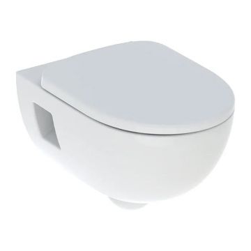 Set vas wc suspendat, Geberit, Selnova, rimless, cu capac soft close si quick release, alb