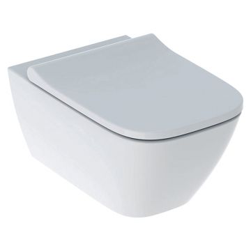 Set vas WC suspendat Geberit, Smyle Square, cu capac quick release, alb