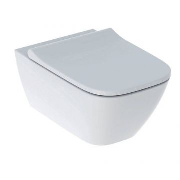 Set vas WC suspendat Geberit Smyle Square Rimfree si capac inchidere lenta - Culoare White