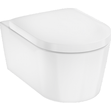 Set vas wc suspendat Hansgrohe EluPura S AquaFall Flush  SmartClean si capac cu inchidere lenta  alb