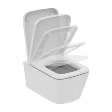 Set vas wc suspendat Ideal Standard Blend Cube rimless cu capac soft-close - Culoare Alb pal
