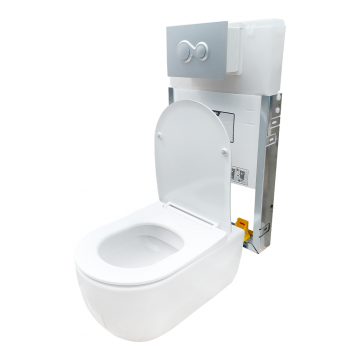 Set vas wc suspendat rimless cu rezervor incastrat Supreme 54 cm + capac duroplast si buton actionare