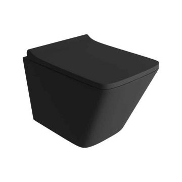 Set vas WC suspendat Spectrum Lima, Rimless Protect, 34 x 48.5 cm, negru mat