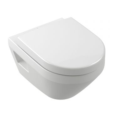 Set vas wc suspendat Villeroy & Boch Architectura Oval Compact TwistFlush [e3] si capac cu inchidere lenta si QuickRelease  alb alpin