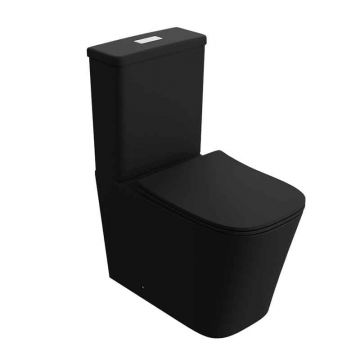 Set WC monobloc Spectrum, Terra Black, Rimless Protect, cu capac si rezervor, 37x64 cm, negru mat