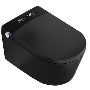 Toaleta inteligenta suspendata negru cu functie bideu,capac soft close inclus, incalzire colac Smart Foglia