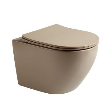 Vas WC Caliri, montaj suspendat, din ceramica sanitara, cappuccino, Elysium