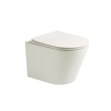 Vas WC Evora, montaj suspendat, din ceramica sanitara, rimless, quick release si soft close, alb lucios, Elysium