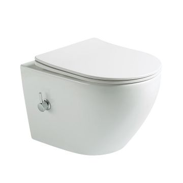 Vas WC Orlea, montaj suspendat, din ceramica sanitara, cu functie de bideu, alb, Elysium