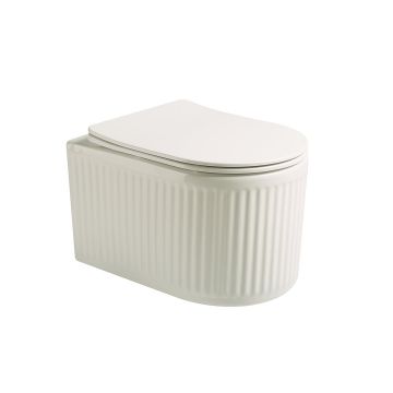 Vas WC Porto, montaj suspendat, din ceramica sanitara, quick release, tornado si soft close, alb lucios cu riflaje, Elysium