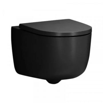 Vas WC suspendat Hatria, Futura, rimless, Pure Vortex, 35,5 x 53, negru mat