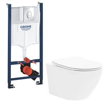 Pachet vas wc Rune Ivald, capac slim softclose si rezervor wc Grohe Rapid SL cu clapeta cromata Skate Air