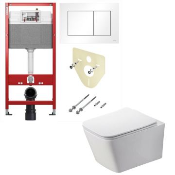 Pachet vas wc Rune Jord, capac slim softclose si rezervor TECEbase si clapeta TECEnow alb