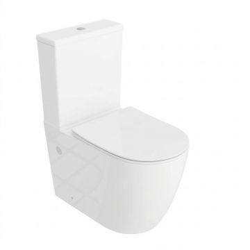 Set vas WC compact pe pardoseala Rune Freydis 2.0 Rimless alb cu rezervor si capac softclose