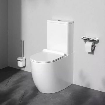 Set vas WC pe pardoseala AM.PM Like Aquaspin cu capac softclose alb lucios si rezervor aparent